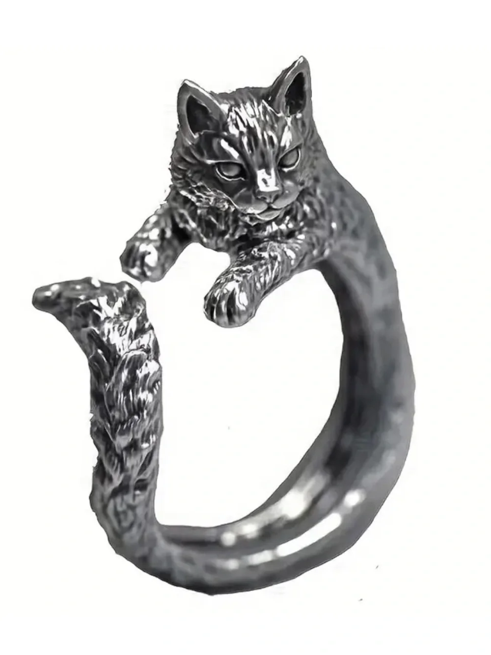 Silver Cat Wrap Ring - Elegant Cat Jewelry